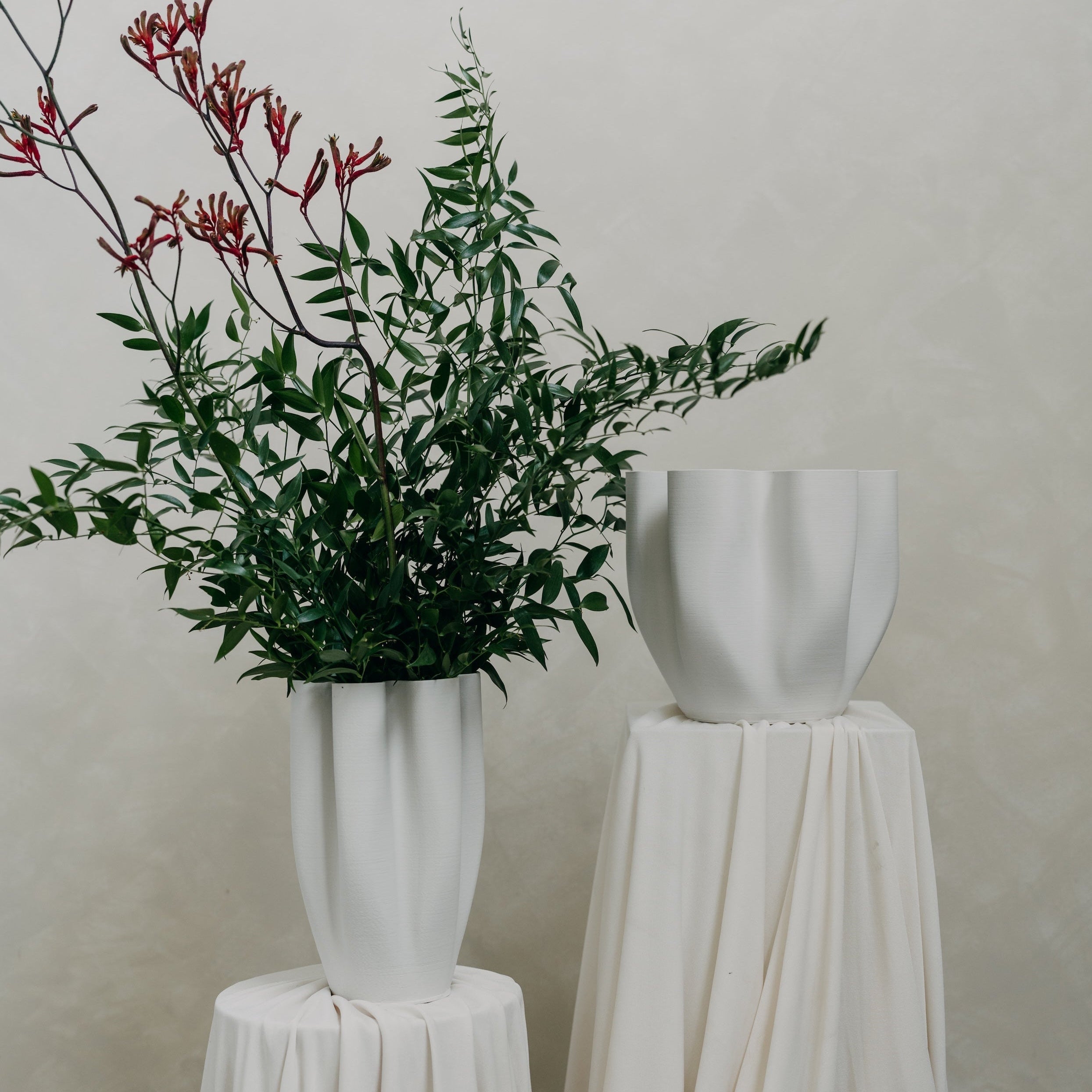 White sculptural ceramic flower vase Maison Bloomé Adelaide florist